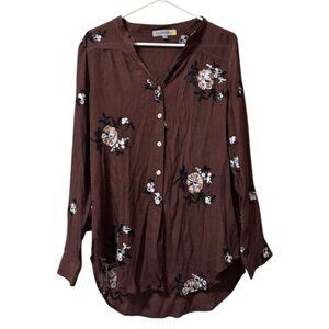 FIGUEROA & FLOWER  BUTTON UP EMBROIDERED Long SLEEVES‎ BOTTON UP SIZE Large